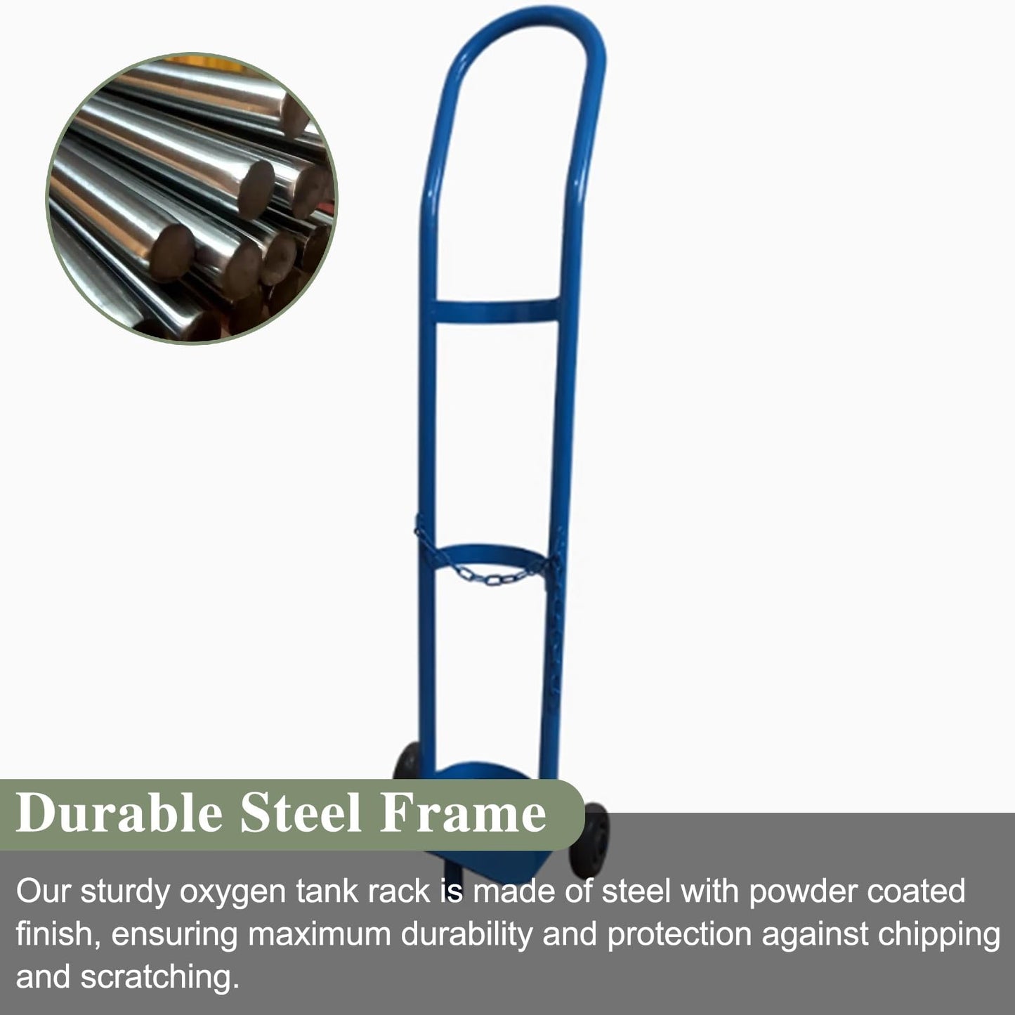 PPOIUYK Cylinder Tank Holder Welding Steel Gas Cylinder Cart Trolley, Lightweight Oxygen Tank Cart Dolly for Transportation, Single Capacity Co2 Cylinder Organizer Shelf(Blue,110cm/43.3in)