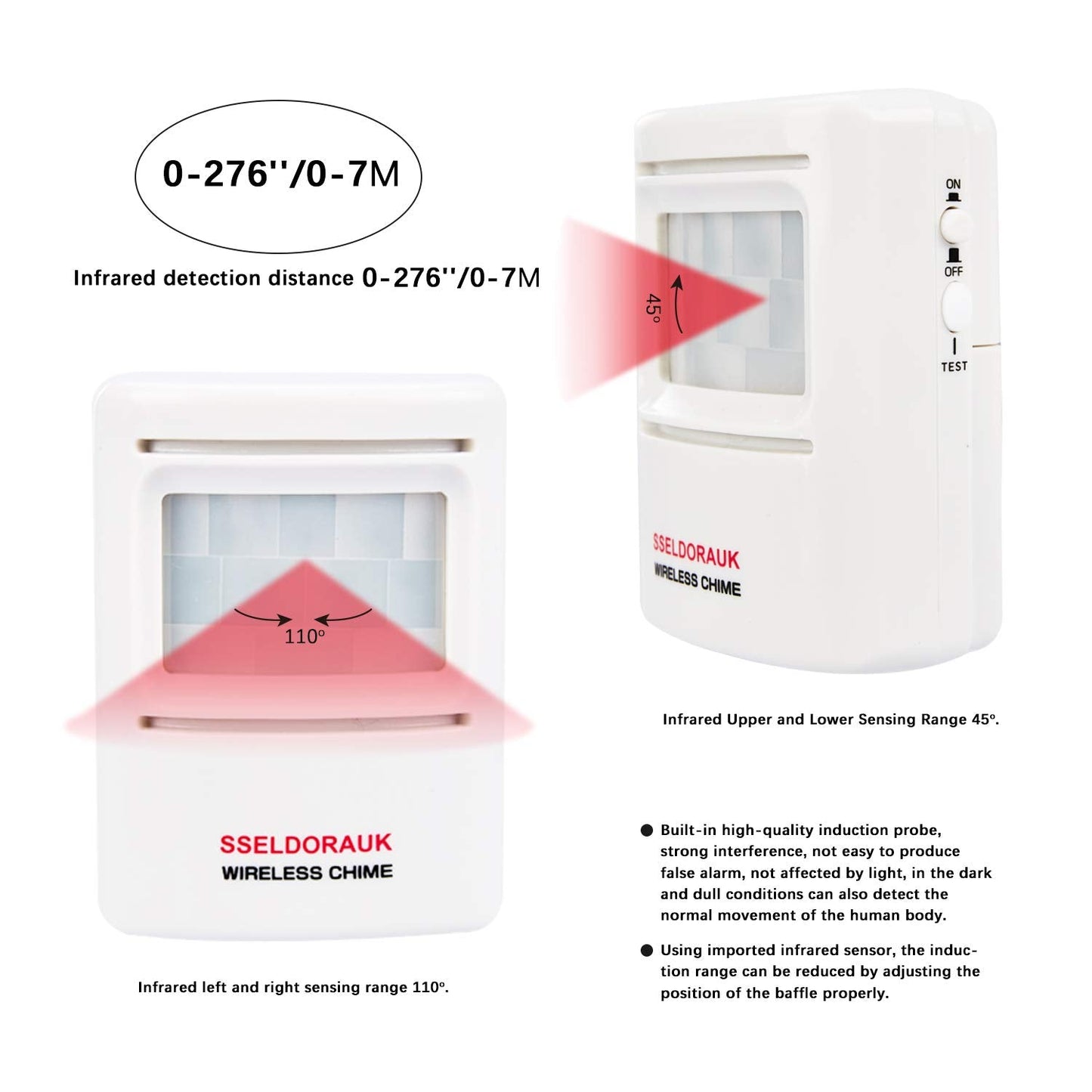 Dog Barking Alarm Motion Detector,Pir Wireless Human Body Walking Sensor Doorbell Door Security Alert System Device For Home Or
