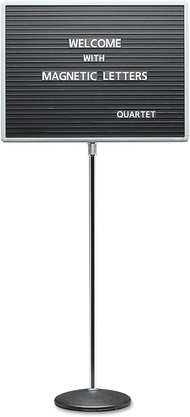 Quartet Adjustable Single Pedestal Letter Boards, 2 x 1.5 Feet, Magnetic, Black (7921M)