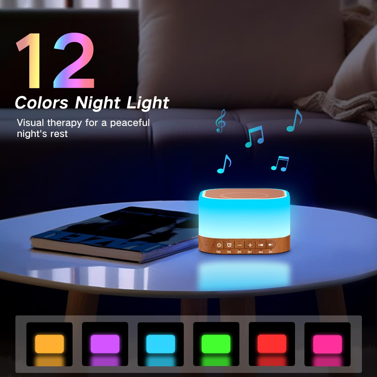 SleeZOO Sound Machine White Noise Machine with 25 Soothing Sounds 12 Colors Light with 10 Adjustable Levels 32 Adjustable Volumes 5 Timers Portable Sleep Machine for Adults Kids Baby (Wood)