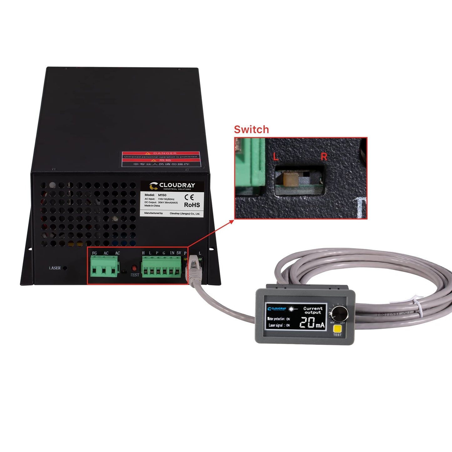 Cloudray 150W CO2 Laser Power Supply 110V for CO2 Laser Engraver Cutter M150 (Updated MYJG150)