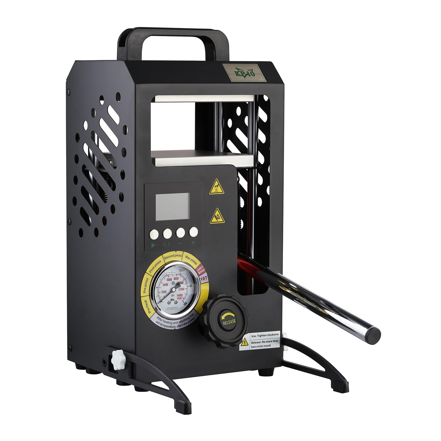 Heat Press Machine with 5.5" X 5.5" Dual Heated Plates 10 Tons Manual Press with LCD Digital Display Screen & Precise Pressure Gauge 110V/220V