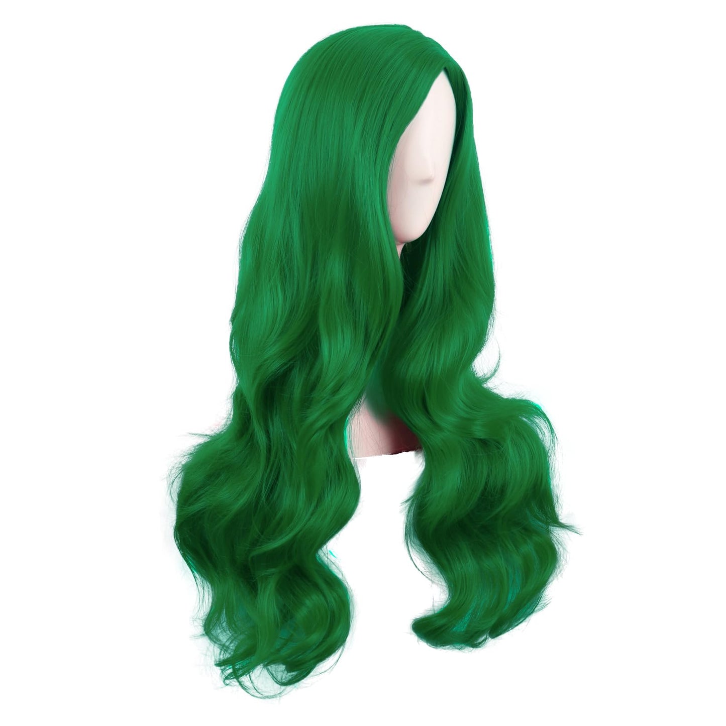 MapofBeauty 28 Inch/70 cm Cosplay Long Wavy Curly Synthetic fiber Side Bangs Anime Fashion Party Hair Wig (Grass Green)