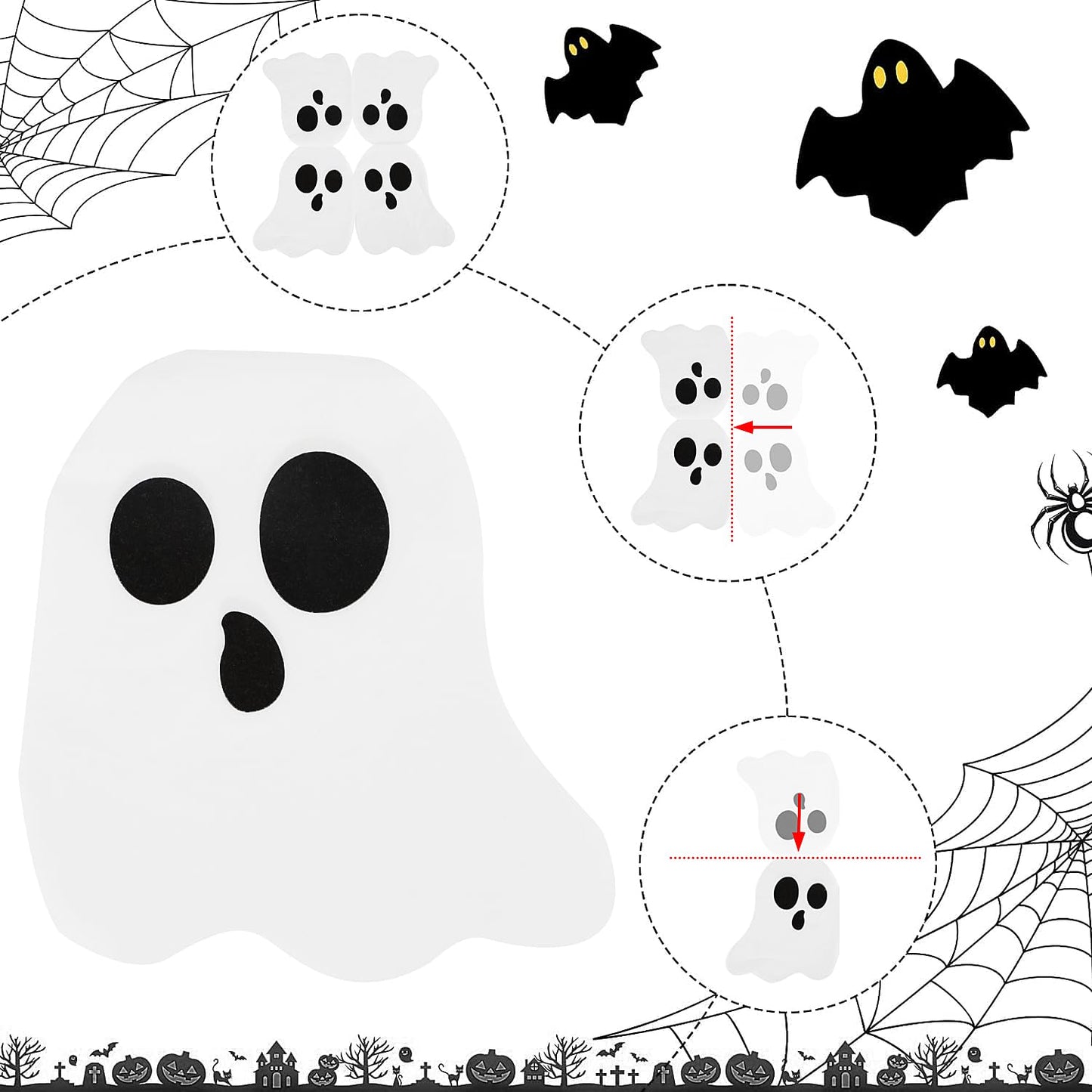 KIMOBER 100PCS Halloween Napkins 2-Ply White Ghost Folded Paper Napkins Disposable Halloween Cocktail Napkins for Party Favor Supplies