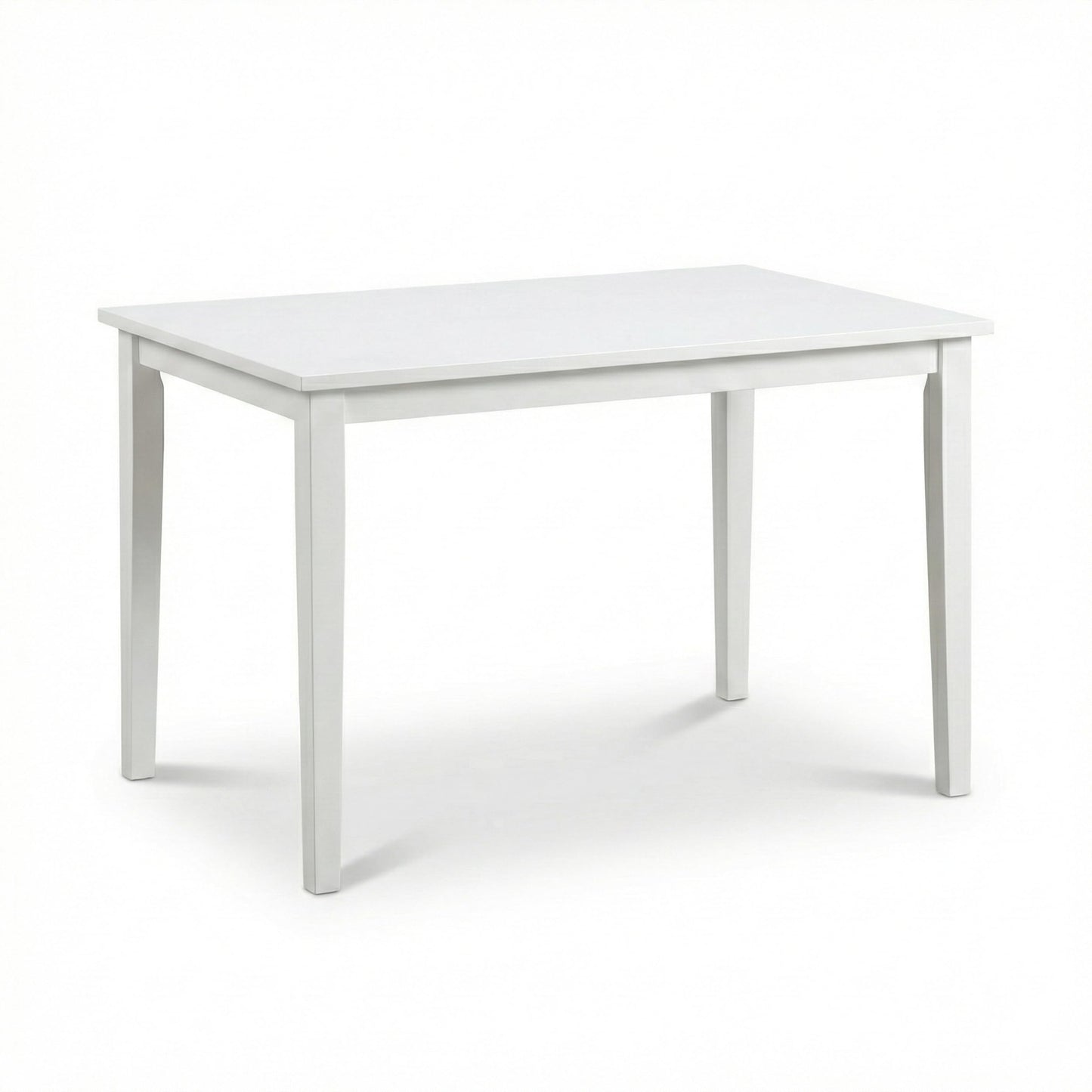 Modern 43.3 Inch Rectangular Dining Table, White Finish Solid Rubberwood