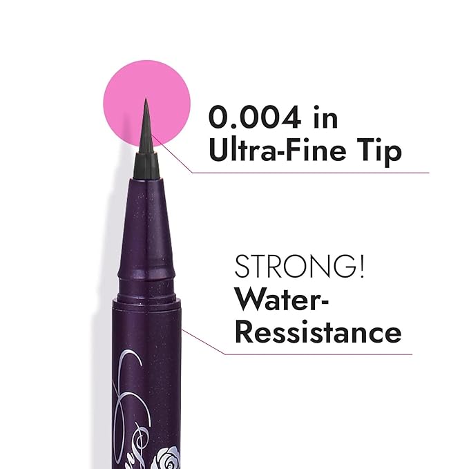 Heroine Make by KISSME Waterproof Eyeliner with Ultra-Fine 0.1mm Tip, Liquid Eyeliner Pen for Sensitive Skin, Cat Eye Liner for Long Lasting Wear, Made in Japan, Jet Black, 1 Count, SMOOTH