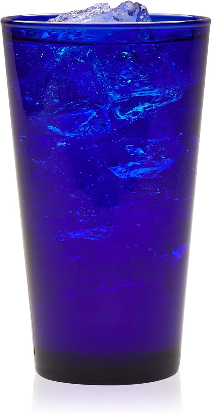 Libbey Cobalt Flare Drinking Glasses Set of 8, Classic Design Glass Cups for Soda, Water, Iced Tea and More, Dishwasher Sa...