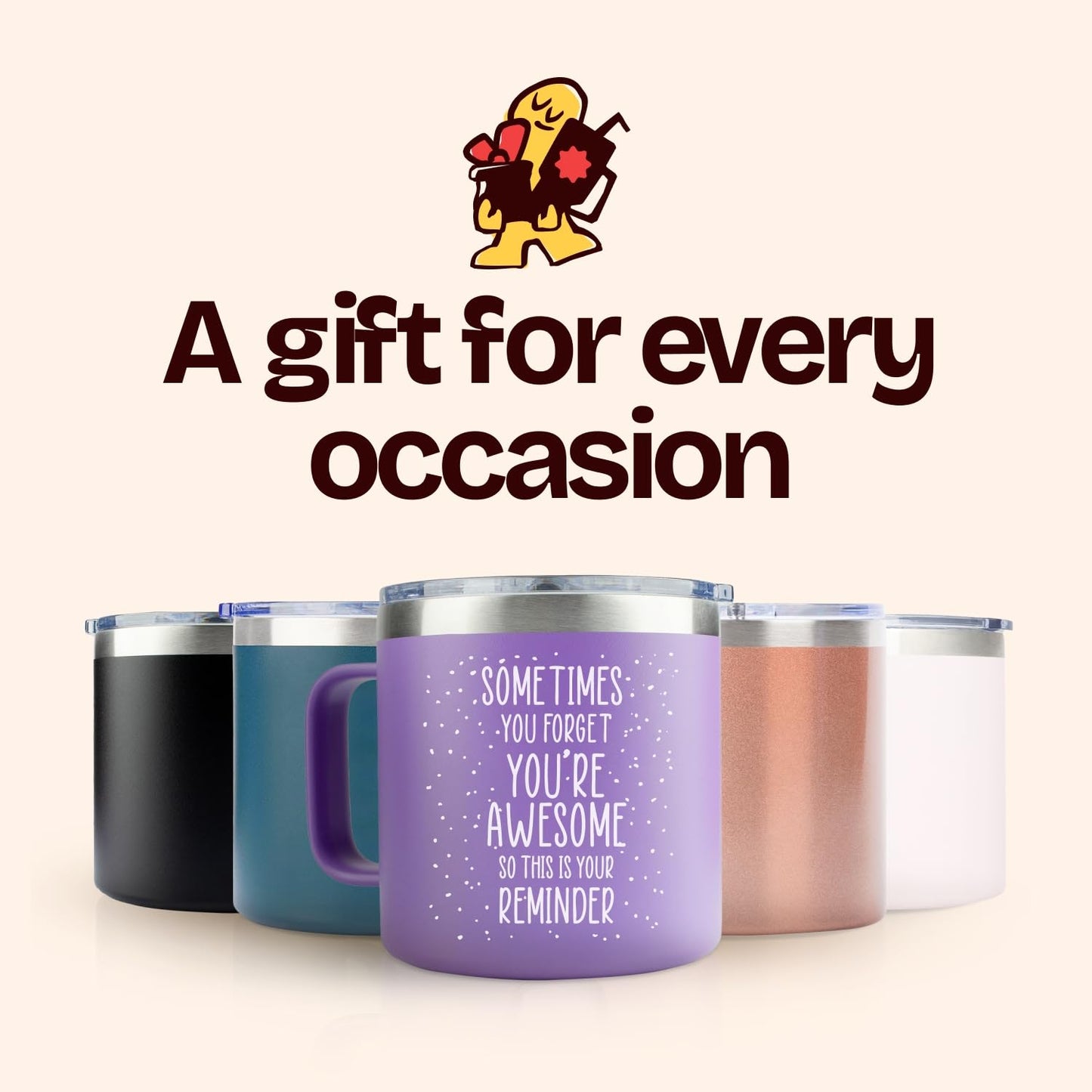 Birthday Gifts for Women Friendship - Sometimes You Forget Your Awesome Gifts Purple Coffee Mug for Her 14oz Inspirational Unique Graduation Gift Ideas 2025 Thank You Gift for Teachers Appreciation