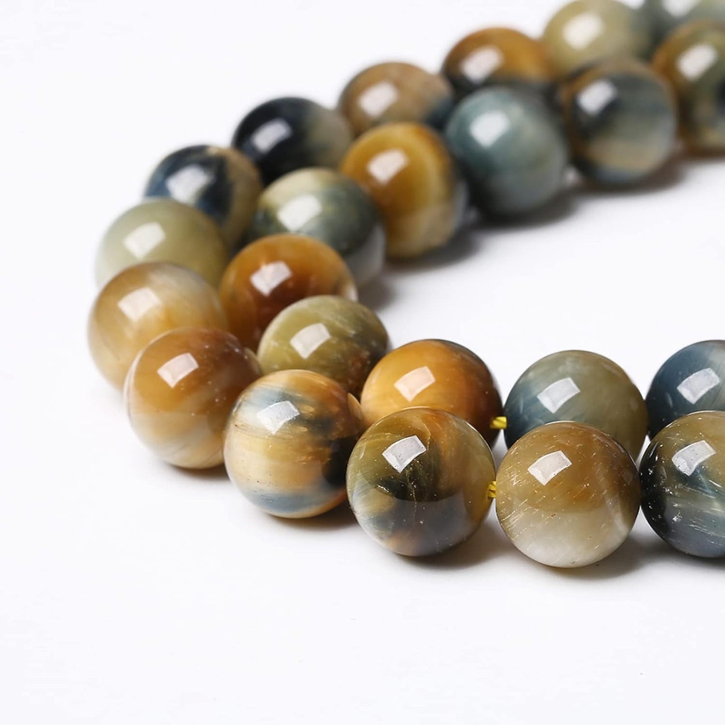 90Pcs 8mm AAAAA Tiger Eye Beads for Jewelry Making - Natural Stone Semi Precious Round Smooth Gemstones Loose Spacer Beads - 32" 2 Strands