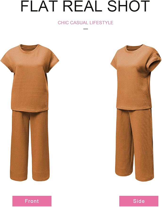 SHEWIN Womens Two Piece Fall Outfits Sweatsuits Casual Pullover Tops and Wide Leg Sweatpant Lounge Sets