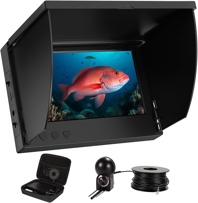 Underwater Fishing Camera 5 Inch, 1000TVL IPS Monitor Fish Finder, Wide Angle IP68 Waterproof, Infrared Night Vision with ...