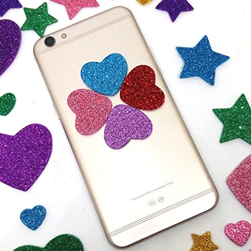 260 Pieces Colorful Glitter Foam Stickers Self Adhesive Stars Mini Heart Shapes Glitter Stickers, Kid's Arts Craft Supplie...