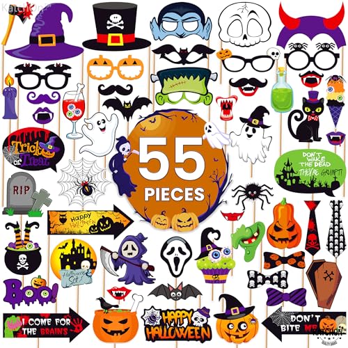 KatchOn Halloween Photo Booth Props - 56 Pack | Hocus Pocus Witch Photo Booth Props