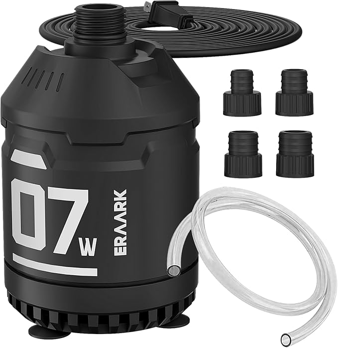 ERAARK 160GPH 7.5W Submersible Water Pump Ultra Quiet Small Fountain Pump for Aquariums, Fish Tank, Pond, Hydroponics