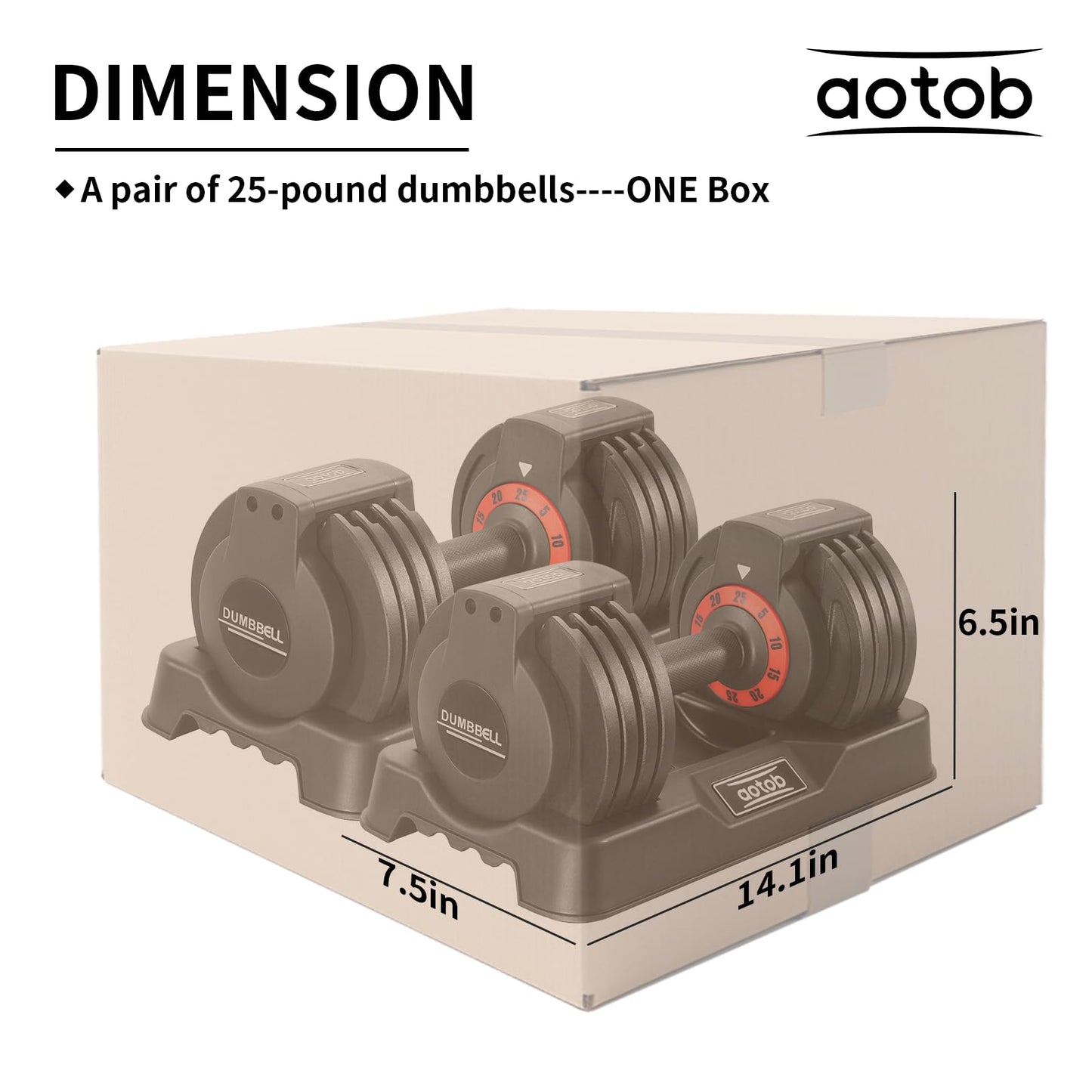 AOTOB 25 lbs (Pair) Adjustable Dumbbell Set, Dumbbells Adjusted Weight with Anti-Slip Fast Adjust Turning Handle, Dumbbel Sets Adjusting for Men and Women for Home Gym Exercise