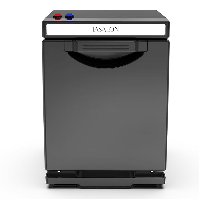 TASALON 5L Towel Warmer Hot Cabinet Box, Aluminum Inner Chamber, Removable Tray, Fast Heating for Beauty Spa Salon Massage - Black