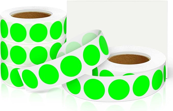 0.75 Inch 4 Rolls of 4000 Colorful Dots Sealing Stickers,Round Permanent Adhesive Color Code Label,Fluorescent Green Dot Stickers for Home Decorative, Storage Bins,Office Organization,CDs,DIY