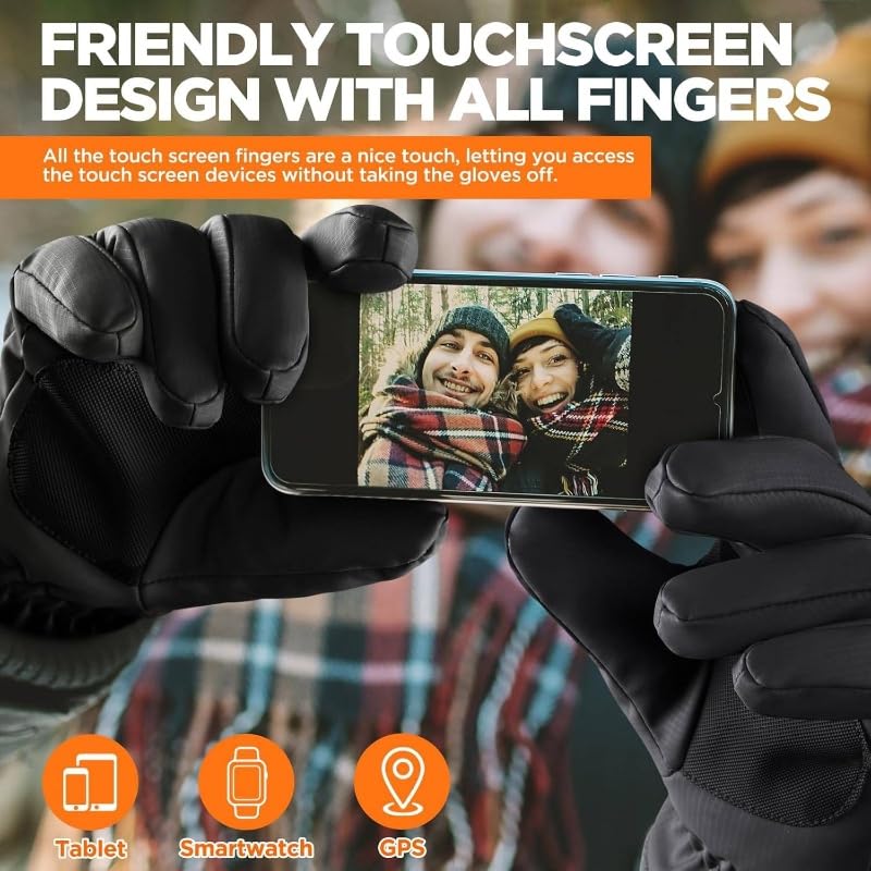 Unisex Winter Waterproof Ski Snow Gloves - Windproof Thermal Touchscreen Gloves for Outdoor Sports, Daily Work