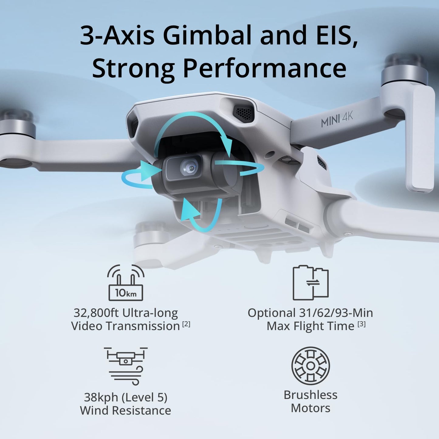 DJI Mini 4K Fly More Combo, Drone with 4K UHD Camera for Adults,3 Batteries for 93-Min Max Flight Time.Lanyard, Landing Pad, Landing Gear, Propeller Guard