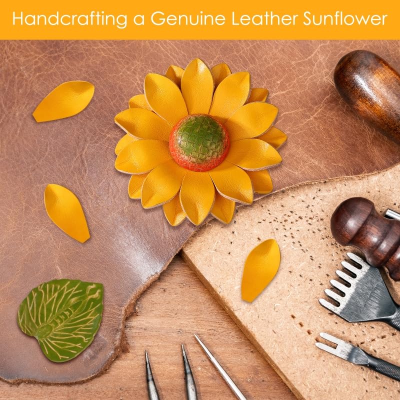 Rimvoe Genuine Leather Sunflower 3rd Year Anniversary Keepsake for Her Him, Leather Gifts for 3 Year Anniversary