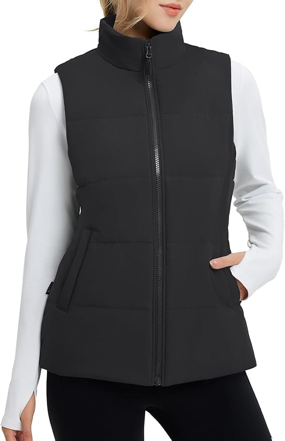 BALEAF Women's Running Puffer Vest Lightweight Winter Warm Vests Water Resistant Sleeveless Puffer Jackets