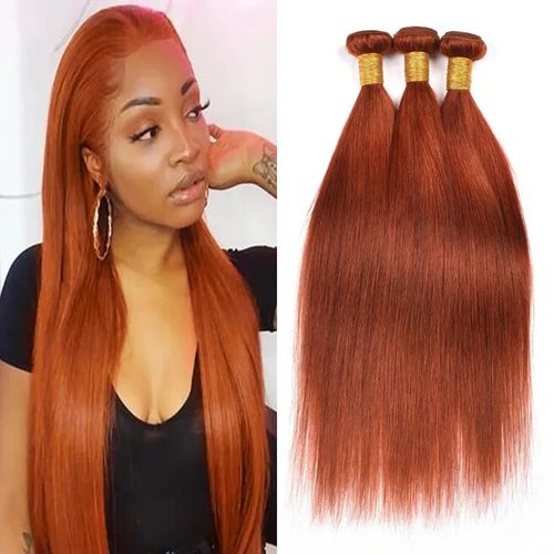 Habiliana Bundles Human Hair 20 22 24 Inch Straight Orange Ginger Bundles 11A Unprocessed Brazilian Virgin Quick Weave Hair Extensions for Black Women