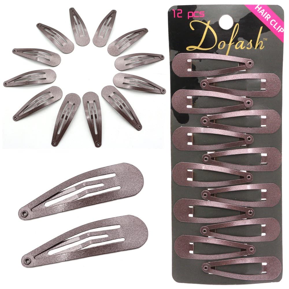 Dofash 5CM/2IN Brown Metal Snap,Hair Clips for Hair, Mini Hair Grips, Hair Accessories for Women 12 Count
