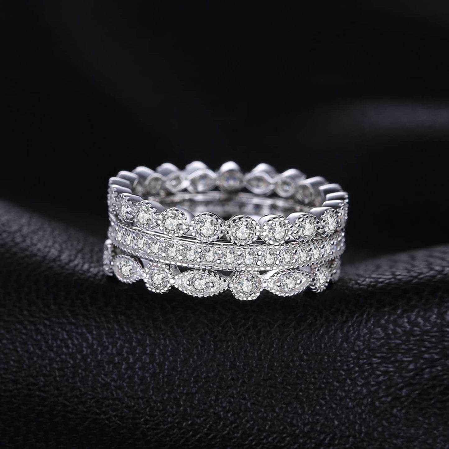 JewelryPalace 925 Sterling Silver Wedding Bands Cubic Zirconia stack marquise ring 0.4 ct 2.8mm 14K gold plated anniversary ring