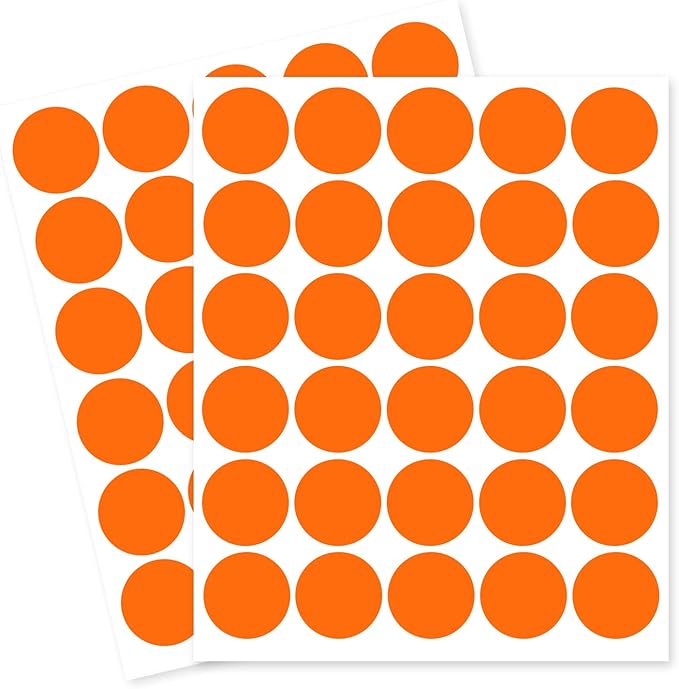 1 Inch Removable Color Code Dot Sticker Round Labels,Garage Sale Stickers Price Tags Label Blank Yard Sale Circle Dot Stickers Removable Writable Not Blurry (1050 Pack,Orange)