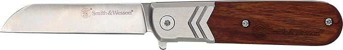 Smith & Wesson Executive Barlow 6.25in Stainless Steel Assisted Opening Folding Knife with 2.75in Sheepsfoot Blade and Afr...