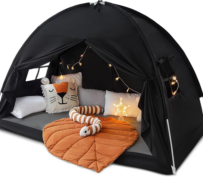 Sherilyn Full Size Bed Canopy Toddler Bunk Bed Tents Dream Tent on Bed Privacy Space Blackout Kids Sleeping Tents Indoor F...
