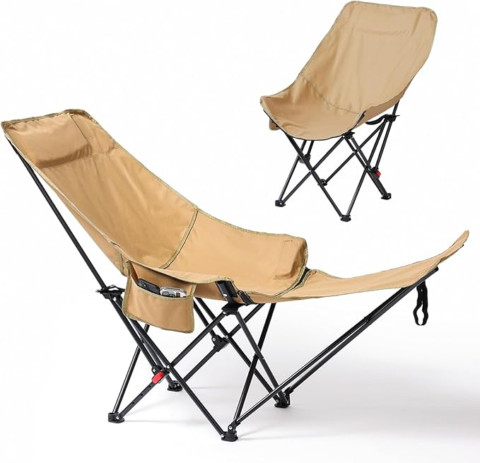 CXC Reclining Camp Chair – Comfortable Folding Chair with Foot Rest & Adjustable Back Angle, Ideal for Office Naps, Fishin...
