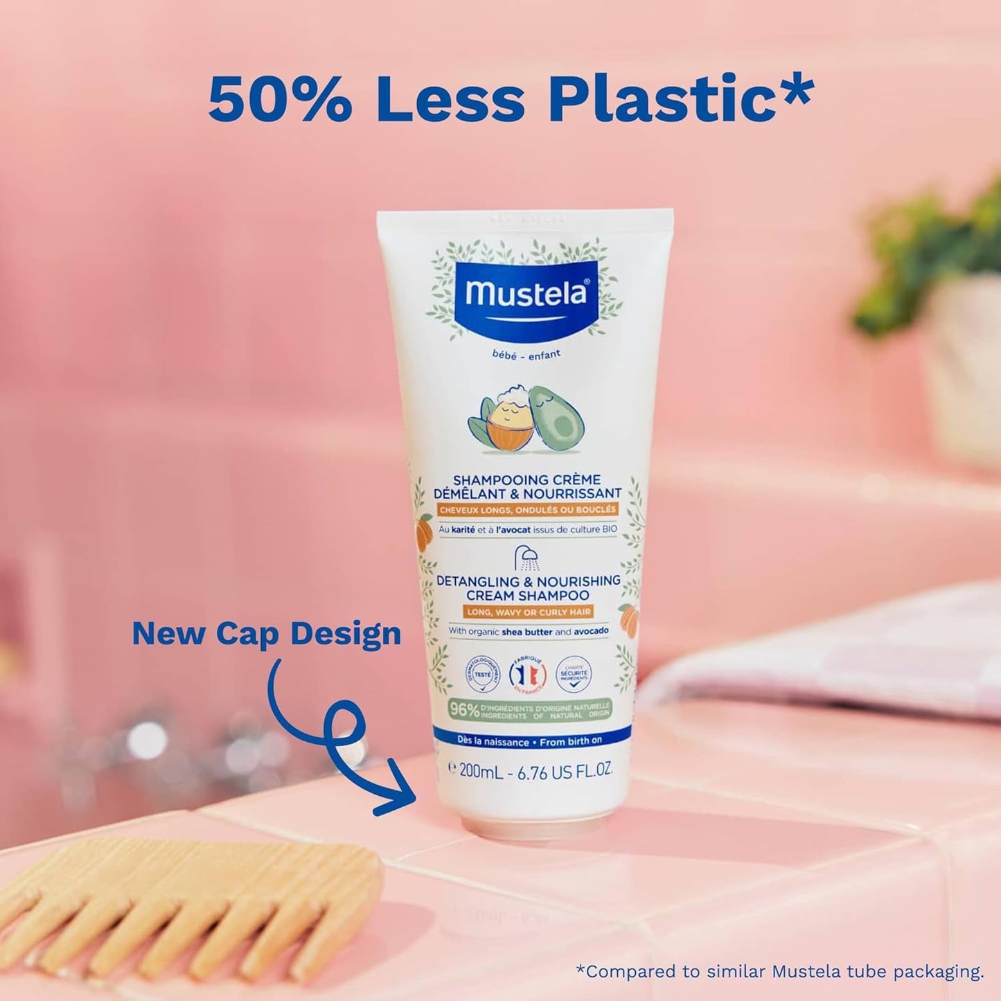 Mustela Detangling & Nourishing Cream Shampoo - Natural Shea Butter & Avocado - Curly & Frizzy Hair - Dermatologist-tested & saf