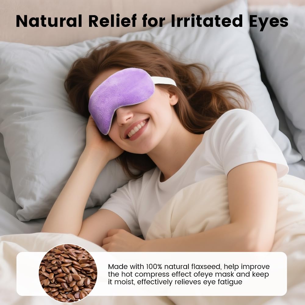 Microwave Heated Eye Mask, Steam Warm Compress for Dry Eyes, Work with Relieve, Blepharitis & Stye Treatment (Purple)