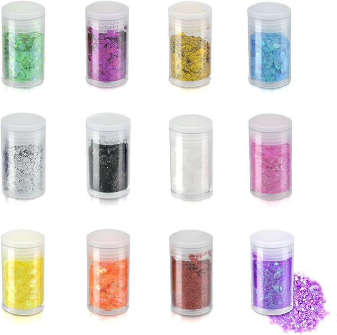 12 Colors Chunky Face Glitter No Glue Cosmetic Body Nail Eye Hair Art Resin Tumbler Glitter Holographic Glitte Glitter Mak...