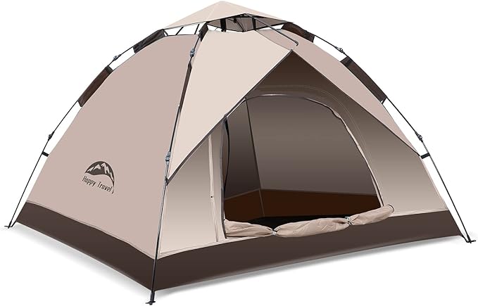 Happy Travel 1/2/3/4 Person Camping Tent, Instant Easy Pop Up Tents for Camping,Automatic Waterproof Family Camping Tent, ...