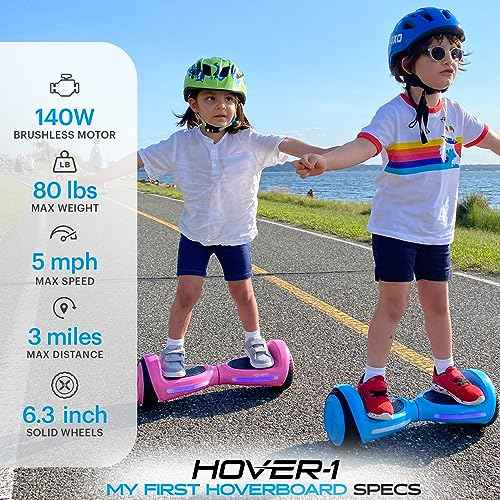 Hover-1 My First Self Balancing Scooter for Kids with 5 mph Max Speed, Dual 150W Motors, 6.3¡± Tires, 3 Miles Max Range, and LED Headlights