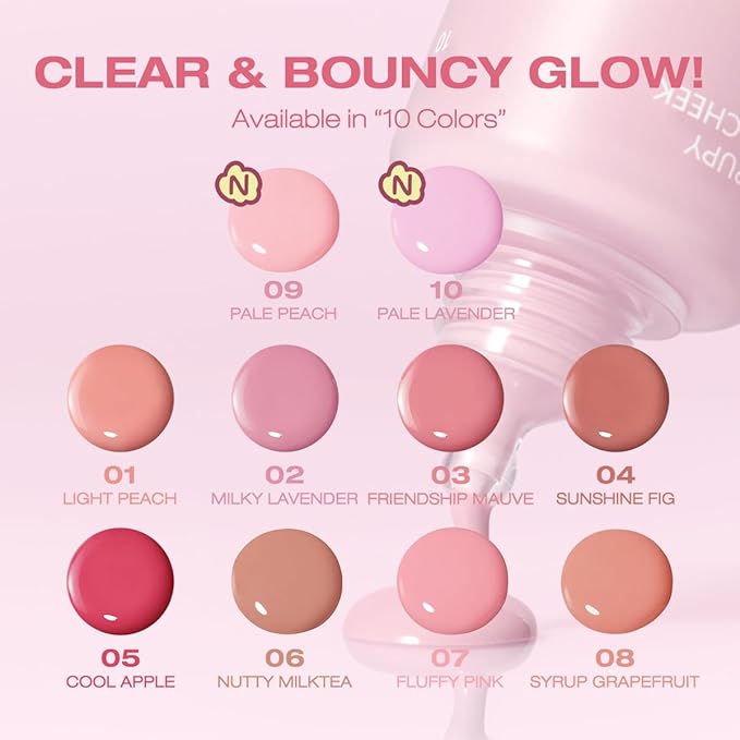 PERIPERA SYRUPY TOK CHEEK, Liquid Blush, Dewy Finish and Hydrates All day, Soft Velvet Texture Face Cheek Tint (10 PALE LAVENDER, One Size)