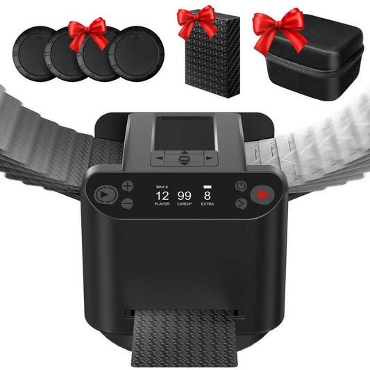 2026 3-in-1 Automatic Card Shuffler& Dealer with 4 Remotes,Carrying Case& Waterproof Premium Deck,360° Rotating Ultra-Quiet Dealing Machine for Poker Nights,Family Game Tables (Up to 12 Players)