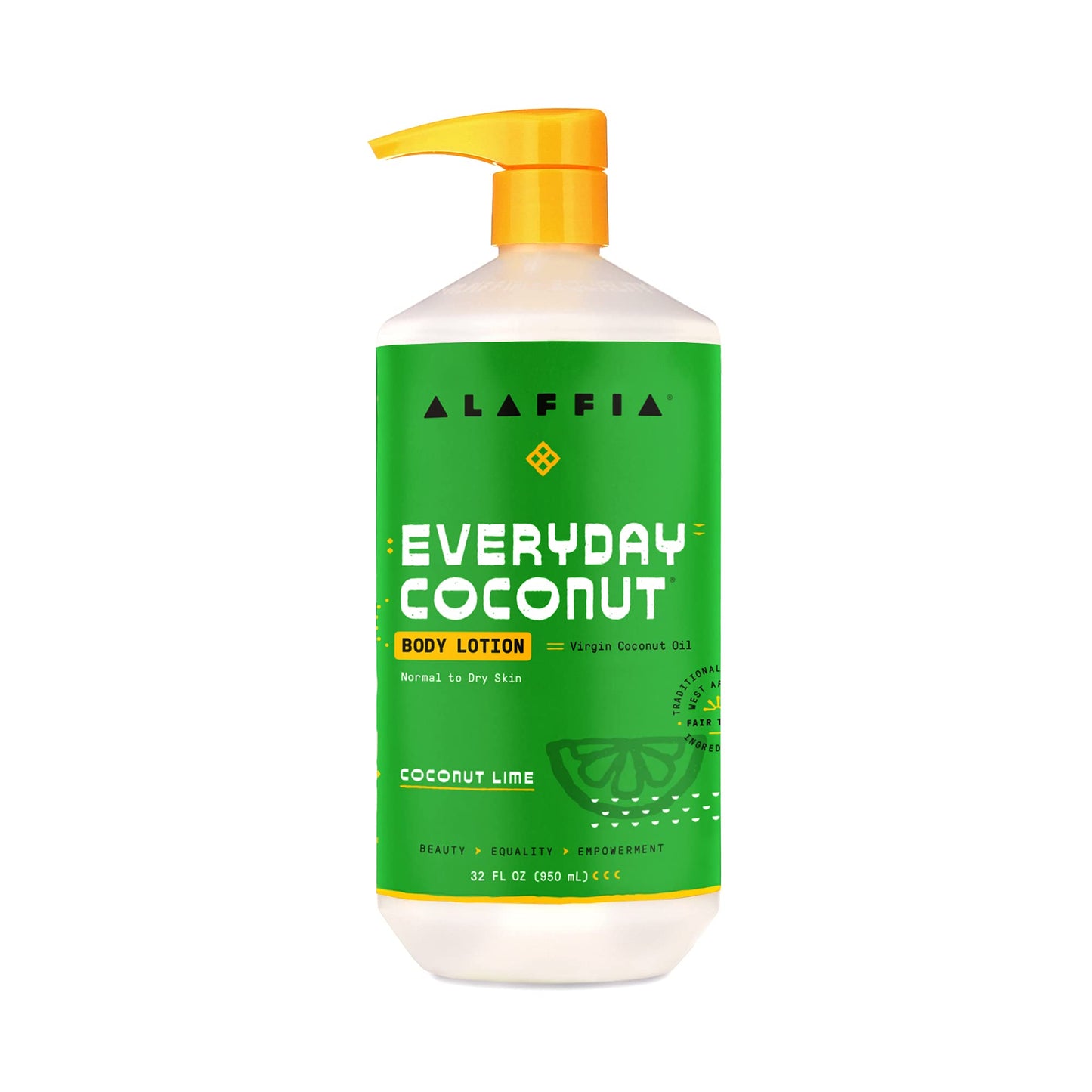 Alaffia EveryDay Coconut Hydrating Body Lotion, Normal to Dry Skin, Moisturizing Support for Soft & Supple Skin, Coconut Lime, 3