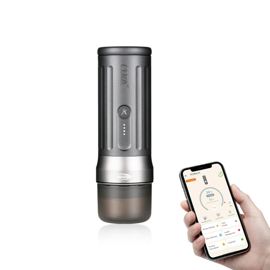 IKAPE Newly KAPO K2 Pro Portable Espresso Machine with Bl uetooth APP Connect & 58mm Bottomless Basket, Electric Coffee Maker 20 Bar Pressure, for Home, Travel, Camping
