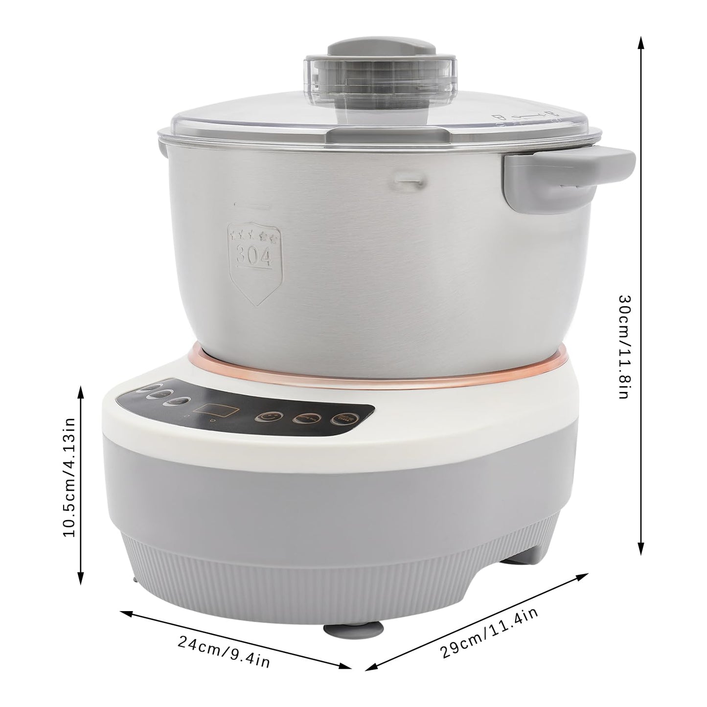 Electric Dough Maker with Ferment Function 5L/4.5QT Dough Mixer Machine, Automatic Stainless Steel Flour Kneading Machine with Microcomputer Timer, Tabletop Split Design Dough Mixer (Silver)