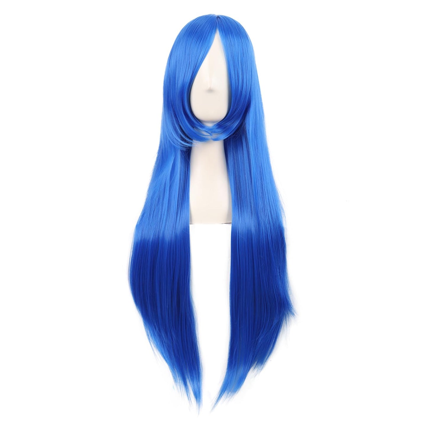 MapofBeauty 32 Inch/80 cm Side Bangs Long Straight Anime Costume Cosplay Party Wig (Bright Blue)