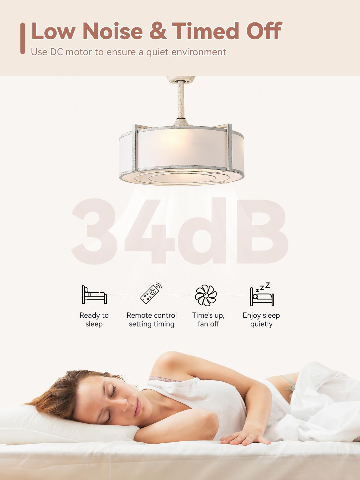 Ymkskj 20 White Fandelier Ceiling Fans With Lights, Boho Rattan Ceiling Fan With Light Remote Control, Caged Mid-Century Modern