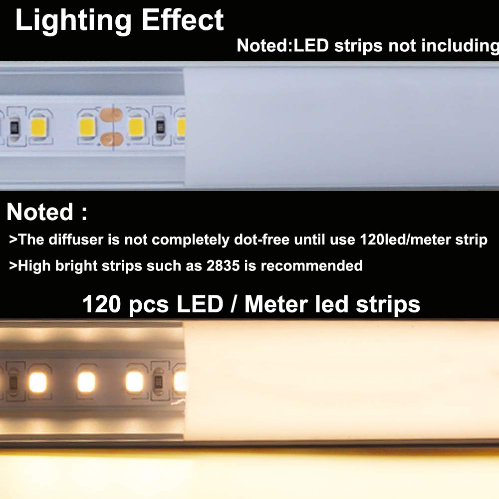 hunhun 10-Pack 6.6ft/ 2Meter V Shape LED Aluminum Channel System with Milky Cover, End Caps and Mounting Clips, Aluminum Profile for LED Strip Light Installations, Very Easy Installation