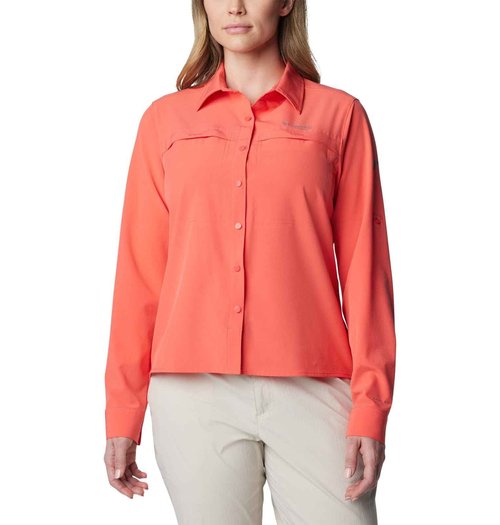 Columbia Women's Summit Valley Woven Long Sleeve Shirt, Juicy, Large