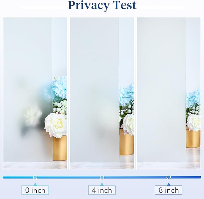 Haton Window Privacy Film Frosted Glass for Bathroom, Static Cling UV Sun Blocking Window Clings, Opaque Decorative Coverings Removable Sticker Heat Control Tint for Home Door, Pure 23.6" x 157.4"