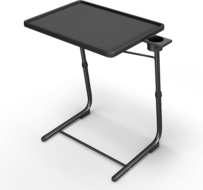 Our Modern Space Adjustable TV Tray Table - 6 Height & 3 Tilt Angle Settings | Multifunctional Foldable Tray Table for Eating Laptop Dinner or Bed Use | Easy to Assemble & Store | Portable Desk