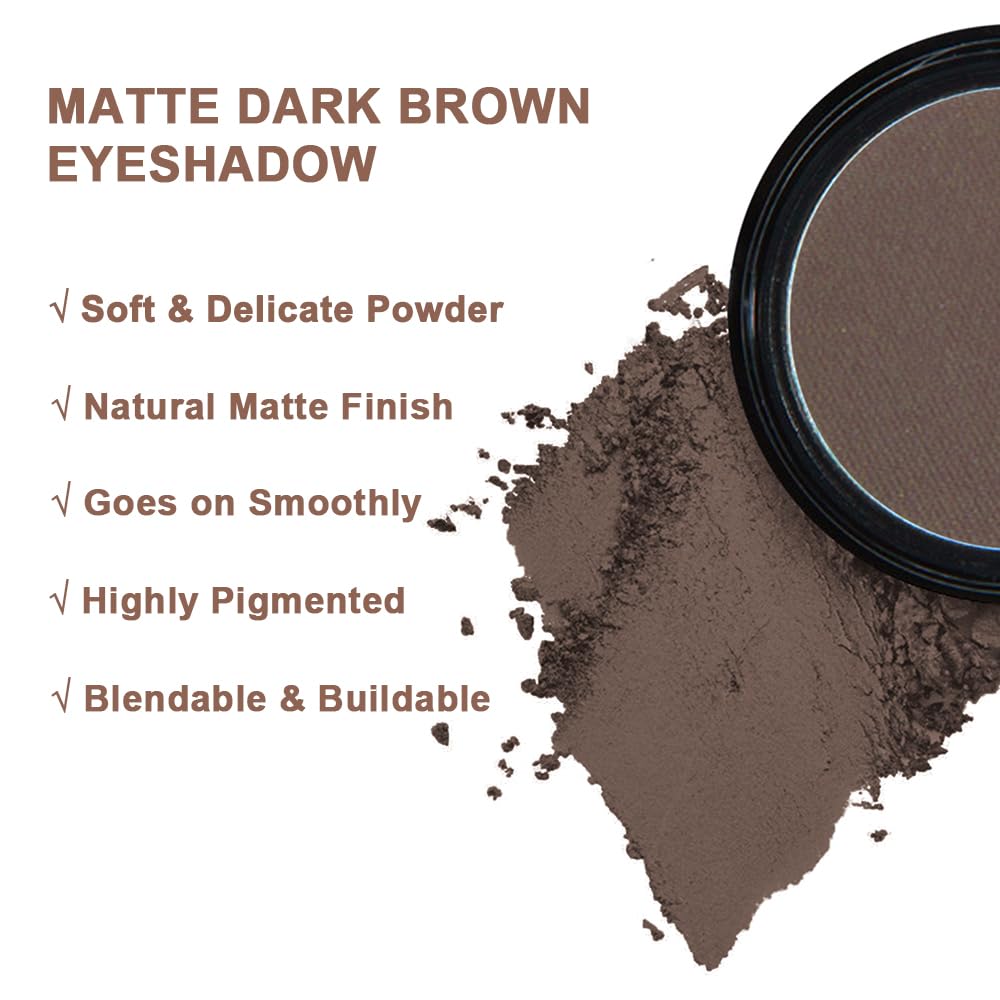 Mysense Matte Dark Brown Single Eyeshadow Palette, Pressed Powder Eye Shadow Makeup, High Pigment Long Lasting Vegan & Cruelty F