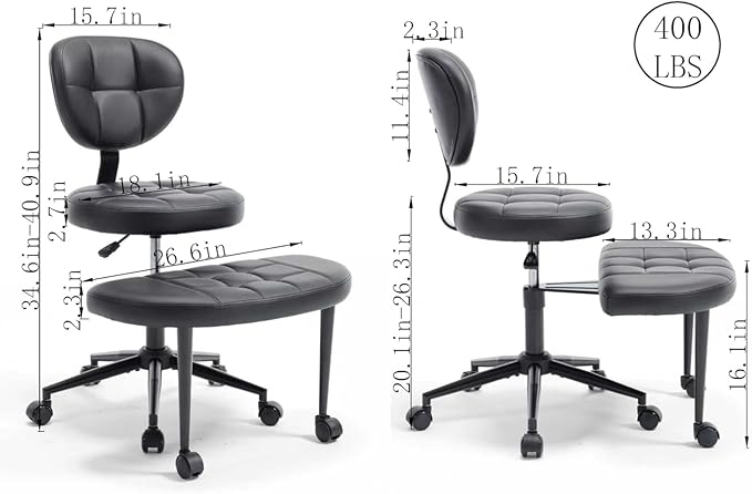 Czoluxo Ergonomic Cross-Legged Kneeling Chair with Wheels - Adjustable Height Yoga Desk Chair with Lumbar Support, Wide Crisscross Chair, Meditation Chair, for Office/Study Room with ADHD (Black)